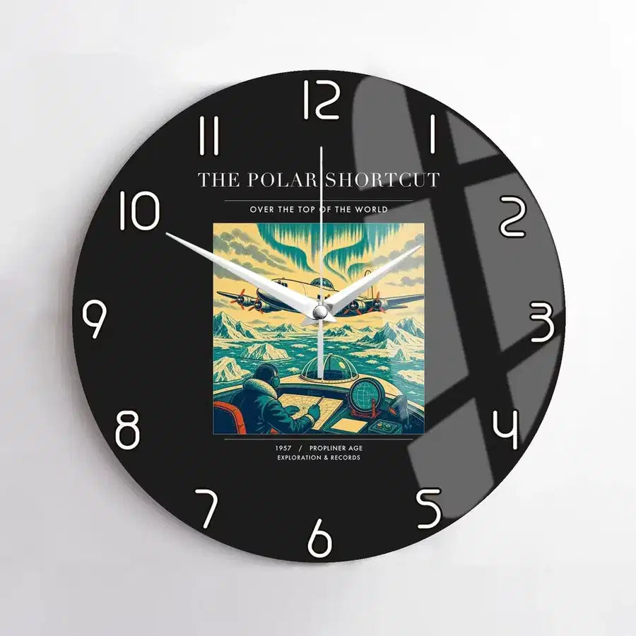 VINTAGE G4086 - The Polar Shortcut - Designed Wall Clocks design on black no-frame
