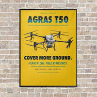 Thumbnail for DJI Agras T50 vertical canvas print - framed - yellow background