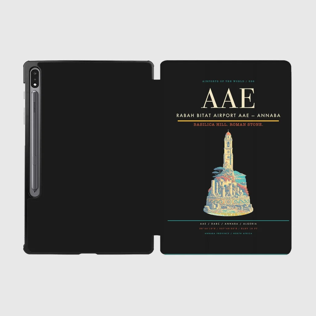 Rabah Bitat Airport (AAE) design on black samsung tablet tablet case