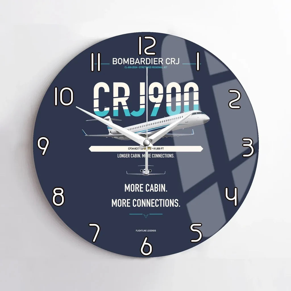 Bombardier CRJ900 design on navy blue no frame wall clock