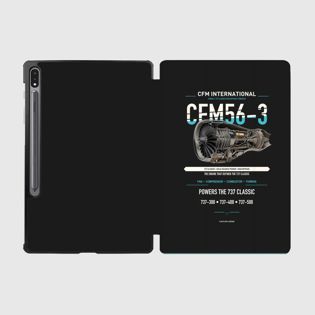 CFM56-3 design on black samsung tablet tablet case
