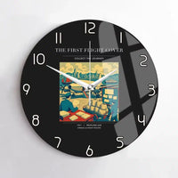 Thumbnail for VINTAGE G4107 - The First Flight Cover - Designed Wall Clocks design on black no-frame