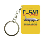 Thumbnail for C-54D Skymaster design on yellow designed key chain, double-side print