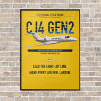Thumbnail for Cessna Citation CJ4 Gen2 vertical canvas print - framed - yellow background