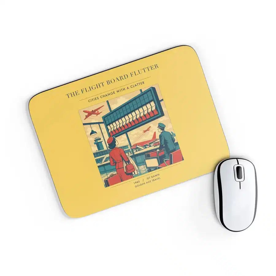 VINTAGE G4302 - The Flight Board Flutter - Designed Mouse Pads design on yellow rectangle