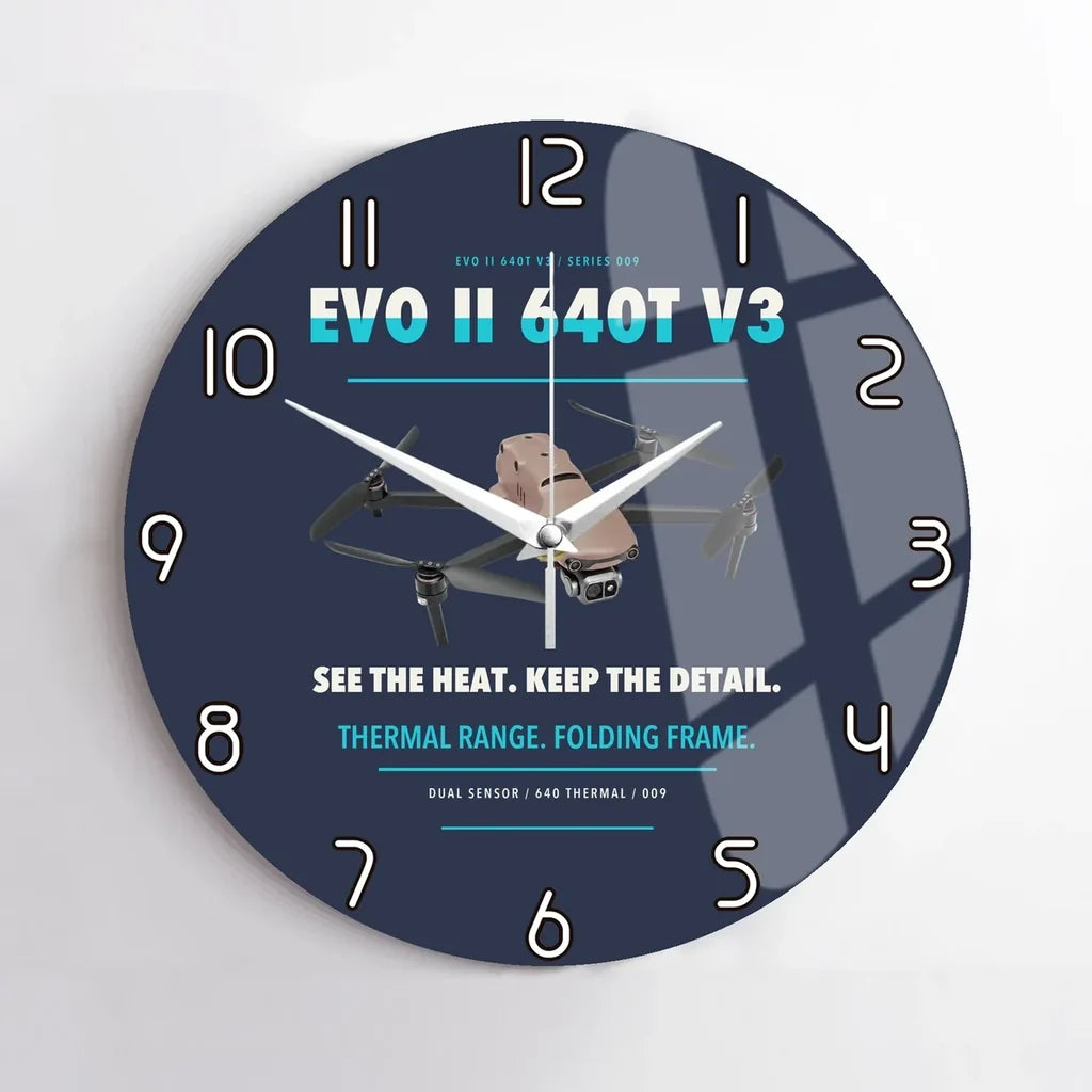 Autel EVO II Dual 640T V3 design on navy blue no frame wall clock