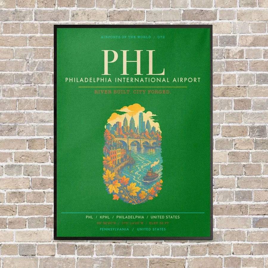 Philadelphia International Airport PHL - Canvas Framed - Green