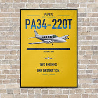 Thumbnail for Piper PA-34-220T Seneca V vertical canvas print - framed - yellow background