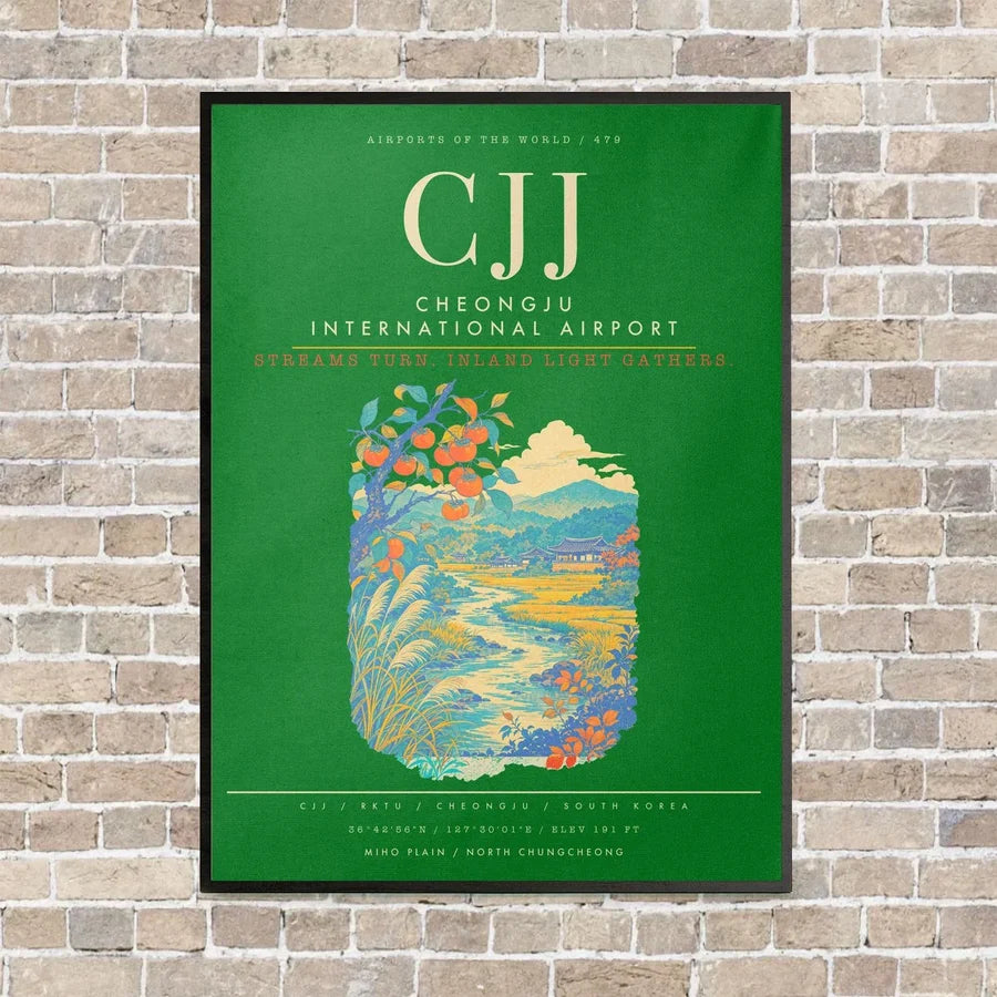Cheongju International Airport CJJ - Canvas Framed - Green