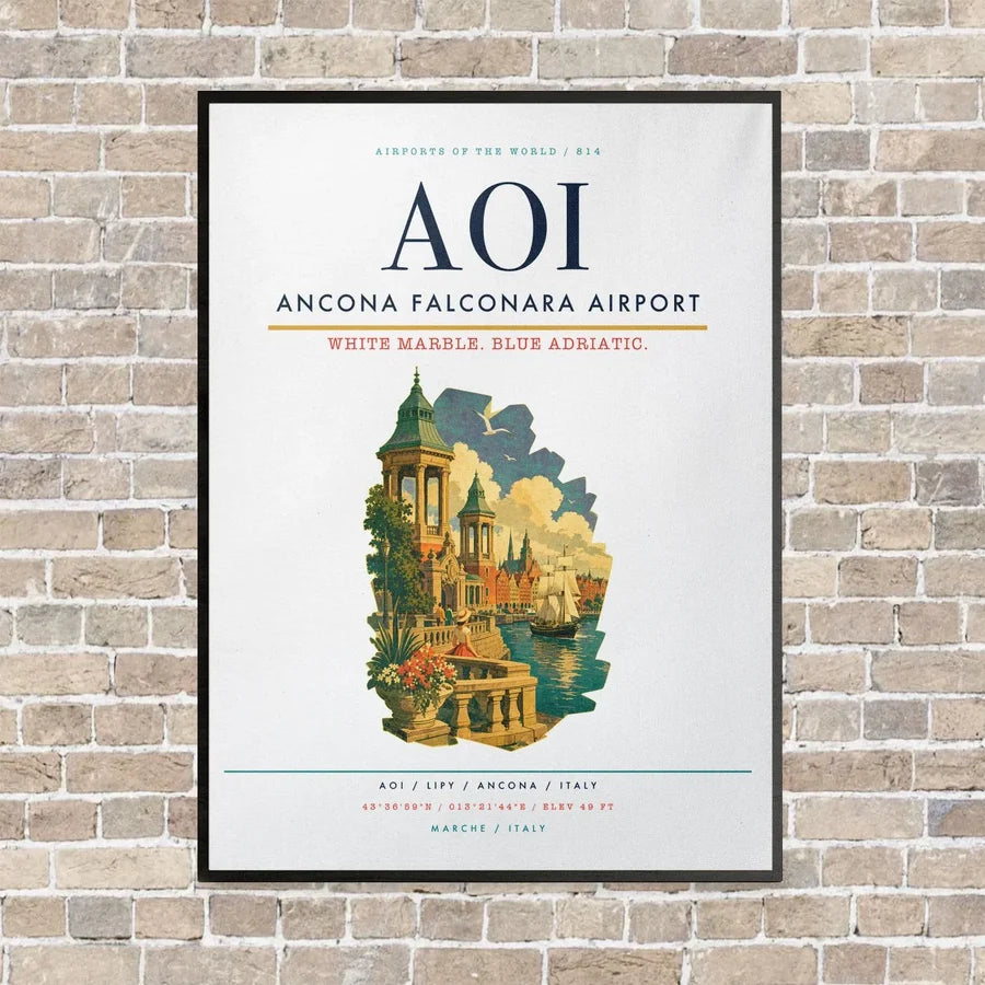 Ancona Falconara Airport AOI - Canvas Framed - White