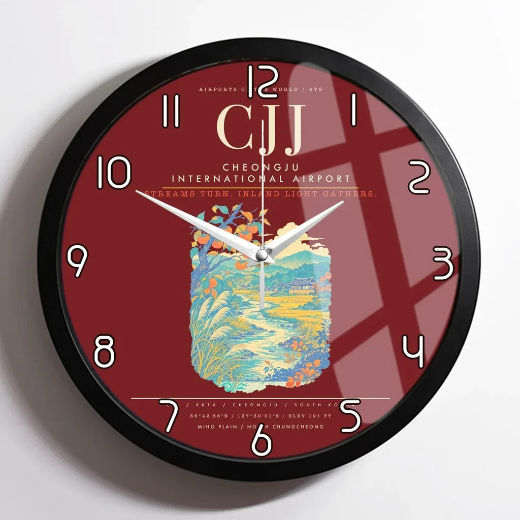 Cheongju International Airport CJJ Wall-Clock Framed - Dark Red