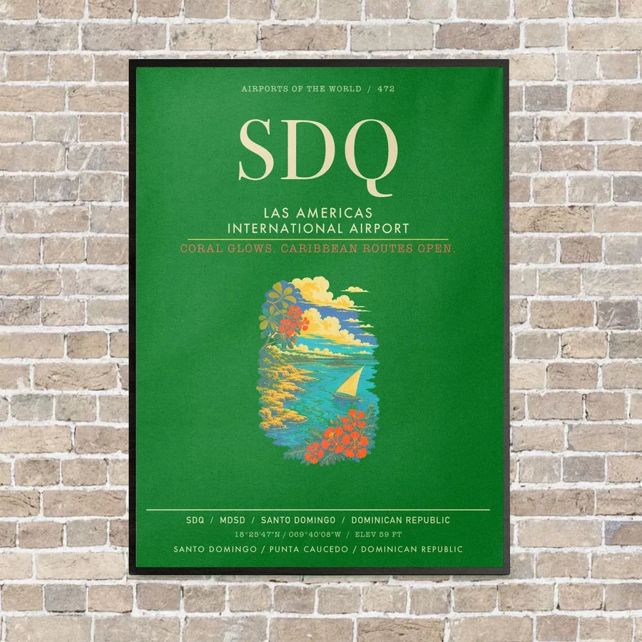 Las Americas International Airport SDQ - Canvas Framed - Green