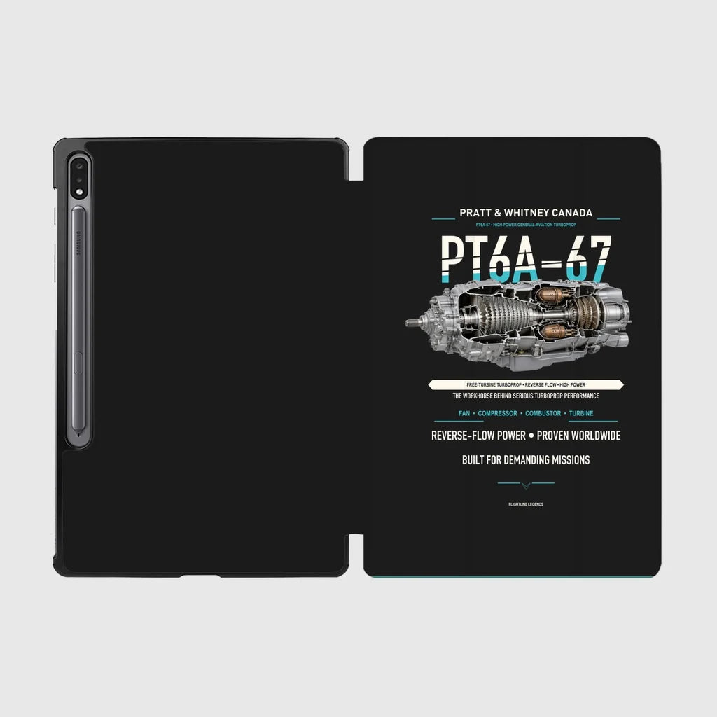 PT6A-67 design on black samsung tablet tablet case