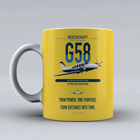 Thumbnail for Beechcraft Baron G58 design on yellow ceramic mug, double-side print