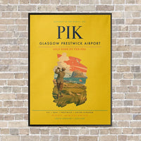 Thumbnail for Glasgow Prestwick Airport PIK vertical canvas print - framed - yellow background