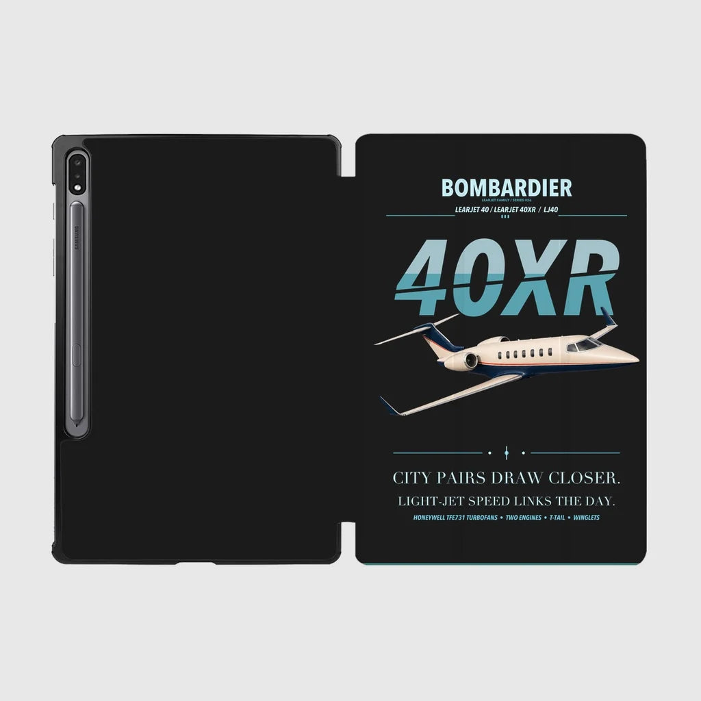 Bombardier Learjet 40XR design on black samsung tablet tablet case