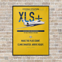 Thumbnail for Cessna Citation XLSPlus vertical canvas print - framed - yellow background
