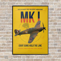 Thumbnail for Hawker Hurricane Mk I vertical canvas print - framed - yellow background