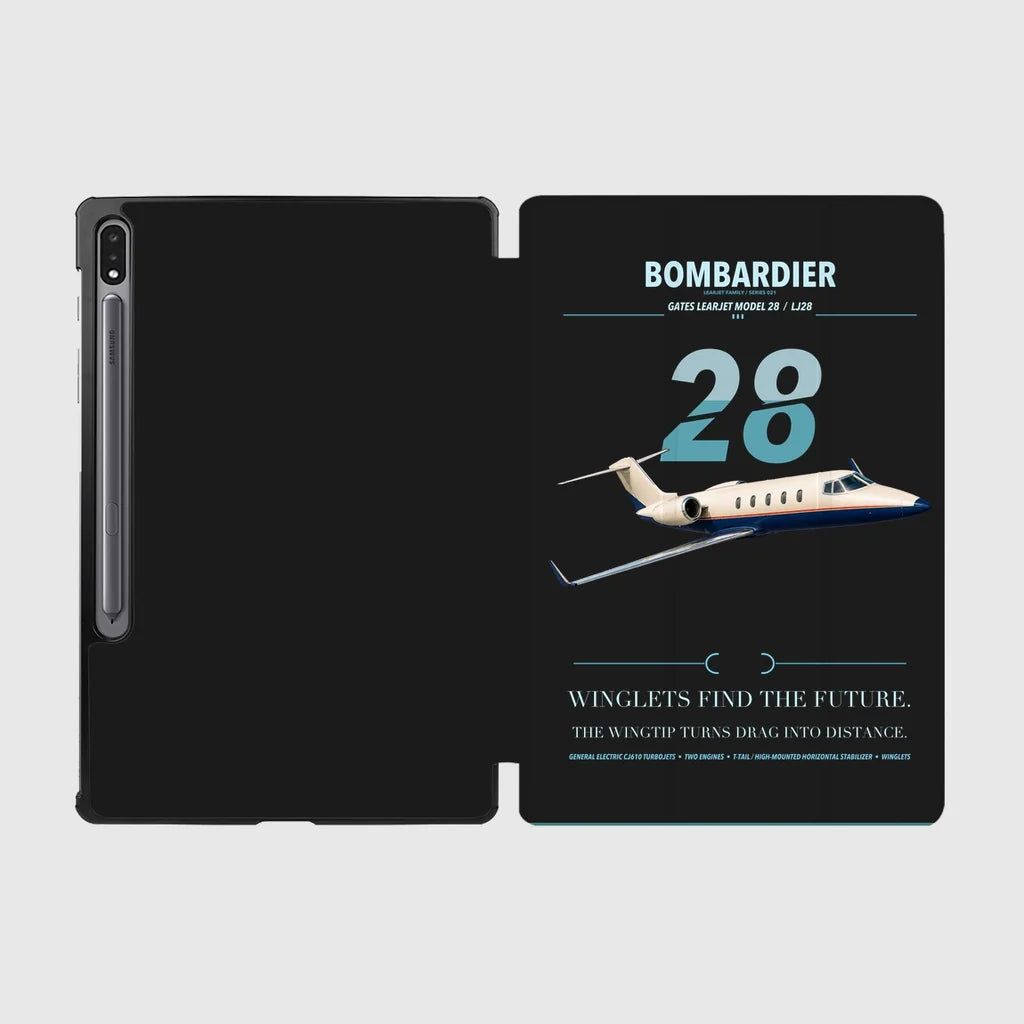 Bombardier Learjet 28 design on black samsung tablet tablet case