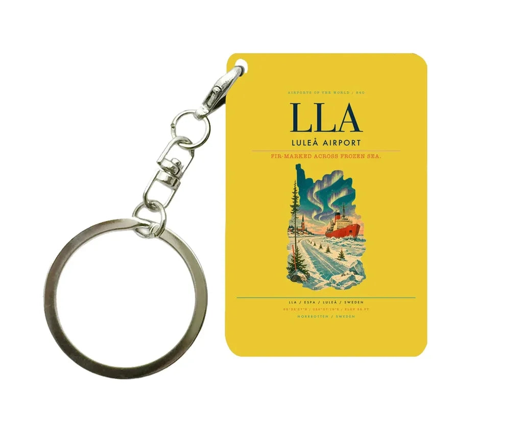 Luleå Airport (LLA) design on yellow key chain