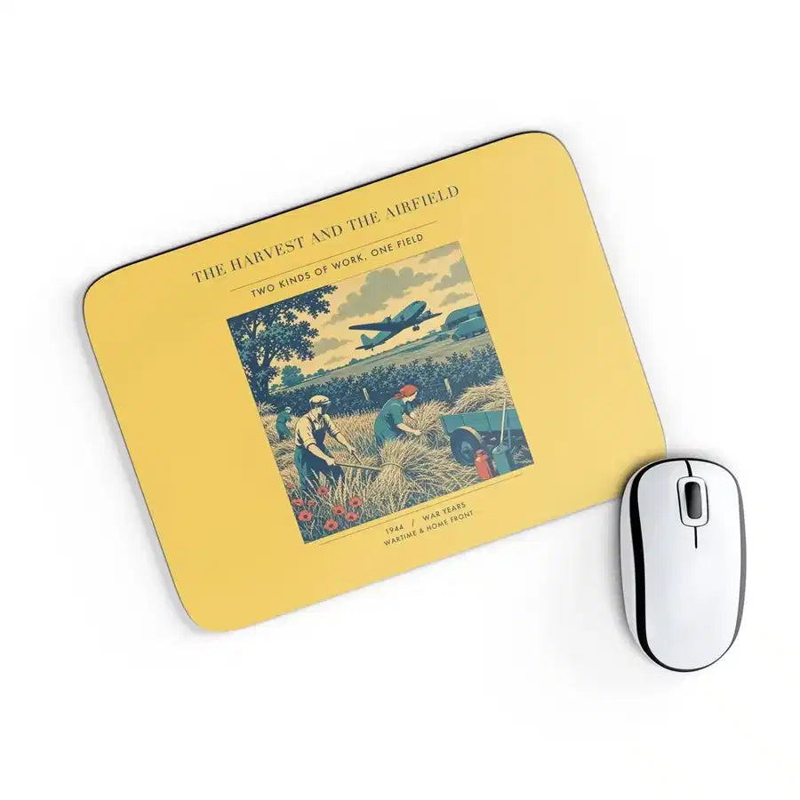 VINTAGE G4510 - The Harvest And The Airfield - Designed Mouse Pads design on yellow rectangle