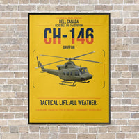 Thumbnail for Bell Canada CH-146 Griffon vertical canvas print - framed - yellow background