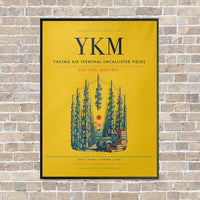 Thumbnail for Yakima Air Terminal (McAllister Field) YKM vertical canvas print - framed - yellow background