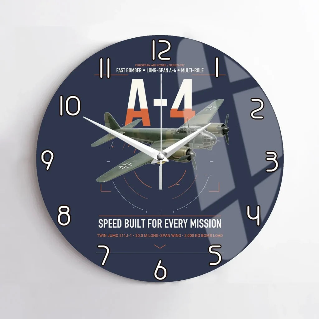 Junkers Ju 88A-4 design on navy blue no frame wall clock