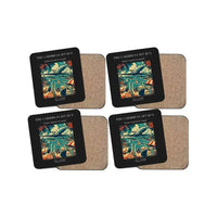 Thumbnail for The Caribbean Jet Run - Designed Coasters design on black 4-pieces-set