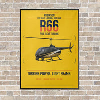Thumbnail for Robinson R66 vertical canvas print - framed - yellow background