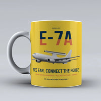 Thumbnail for E-7A Wedgetail design on yellow ceramic mug, double-side print