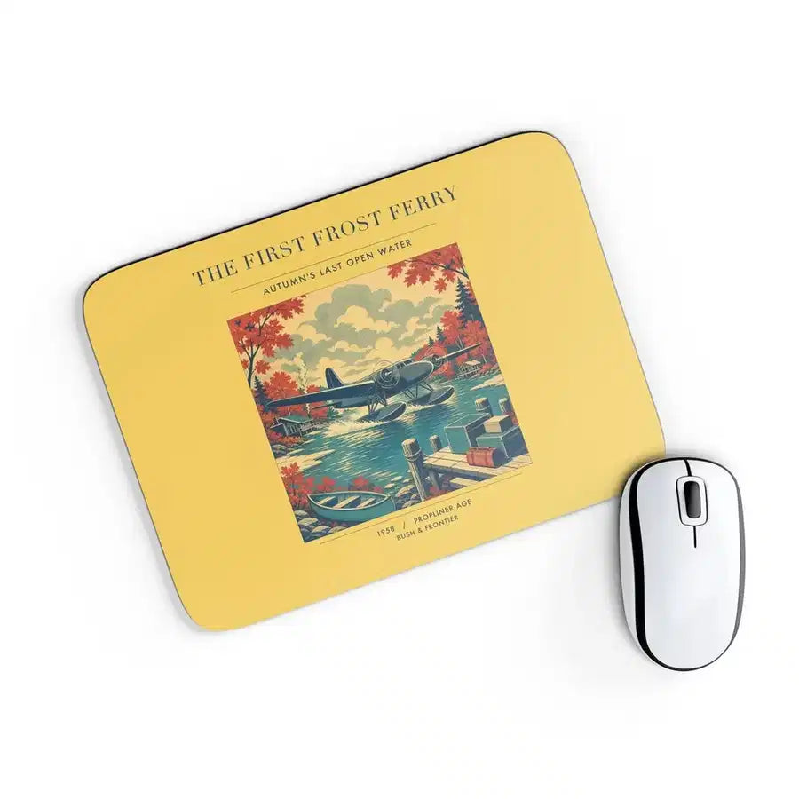 VINTAGE G4433 - The First Frost Ferry - Designed Mouse Pads design on yellow rectangle