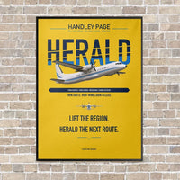 Thumbnail for Handley Page HPR.7 Dart Herald vertical canvas print - framed - yellow background