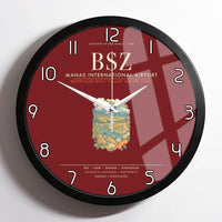 Thumbnail for Manas International Airport Bishkek BSZ Wall-Clock Framed - Dark Red