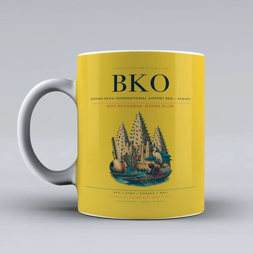 Keita International Airport BKO — Bamako Mug design on yellow modibo