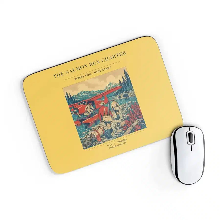 VINTAGE G4289 - The Salmon Run Charter - Designed Mouse Pads design on yellow rectangle