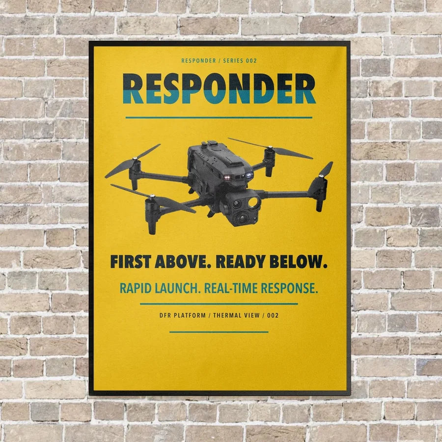 BRINC Responder vertical canvas print - framed - yellow background