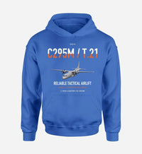 Thumbnail for Airbus C295M T.21 design on blue double-side hoodie, single-side print