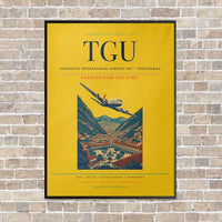 Thumbnail for Toncontín International Airport TGU — Tegucigalpa vertical canvas print - framed - yellow background