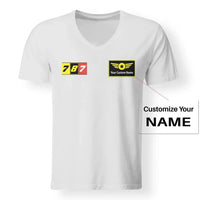 Thumbnail for Flat Colourful 787 Designed V-Neck T-Shirts - view 17