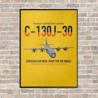 Thumbnail for C-130J-30 Super Hercules vertical canvas print - framed - yellow background