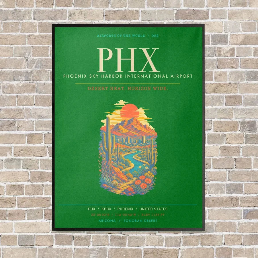 Phoenix Sky Harbor International Airport PHX - Canvas Framed - Green