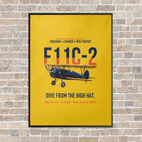 Thumbnail for F11C-2 Goshawk Dive from the High Hat vertical canvas print - framed - yellow background