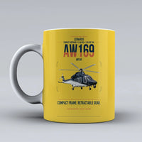 Thumbnail for Leonardo AW169 design on yellow ceramic mug, double-side print