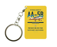 Thumbnail for Grumman American AA-5B Tiger design on yellow designed key chain, double-side print