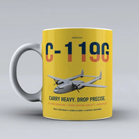 Thumbnail for C-119G Flying Boxcar design on yellow ceramic mug, double-side print