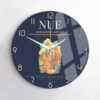 Thumbnail for Nuremberg Airport (NUE) design on navy blue no frame wall clock