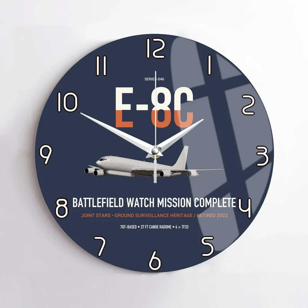 E-8C Joint STARS design on navy blue no frame wall clock