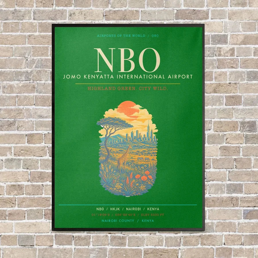 Jomo Kenyatta International Airport Nairobi NBO - Canvas Framed - Green