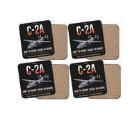 Thumbnail for C-2A Greyhound design on black 4 pieces set coaster